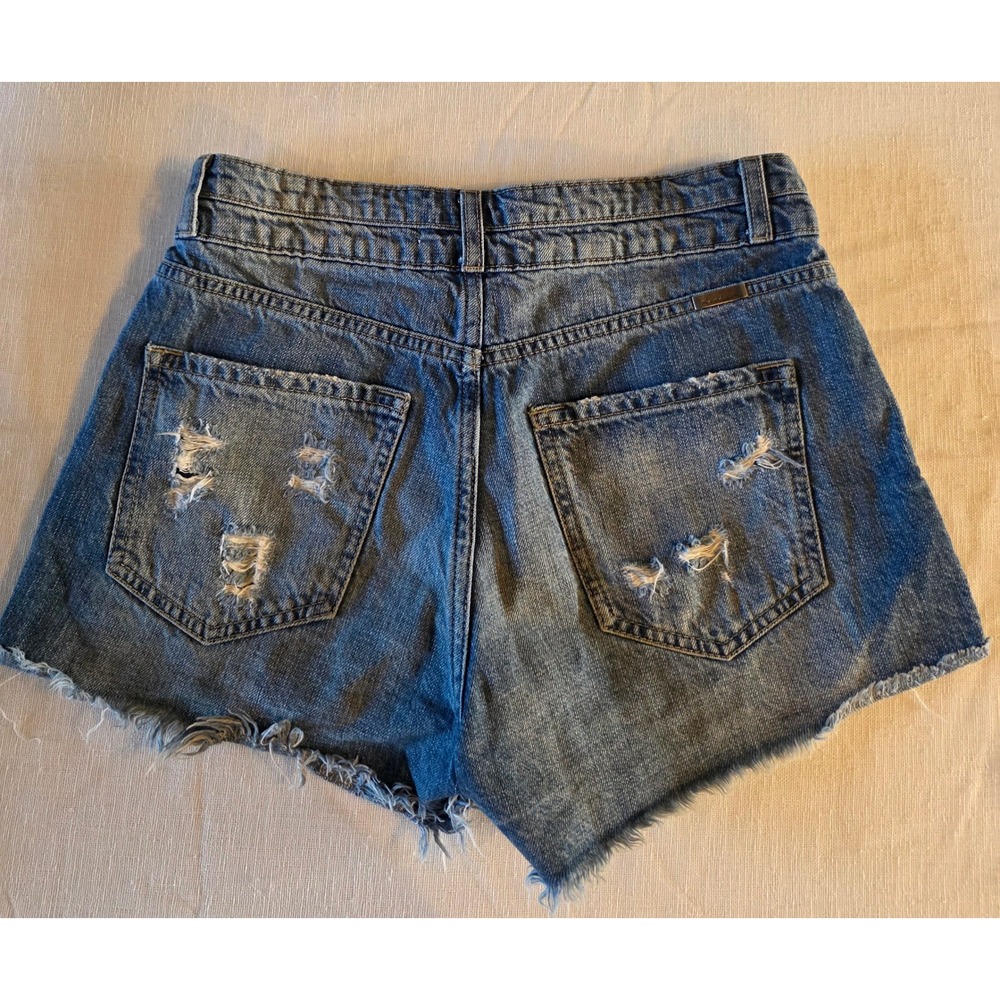 KanCan High Rise Distressed Denim Shorts Double Button 3/25 Y2K Indie mall goth - Picture 3 of 8